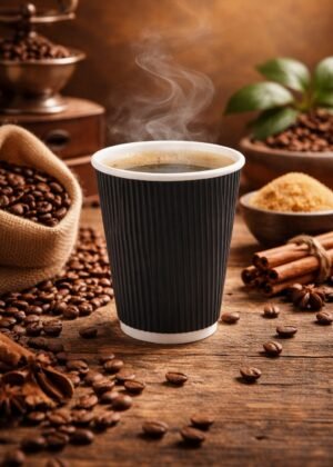 8oz Black Ripple Paper Cup