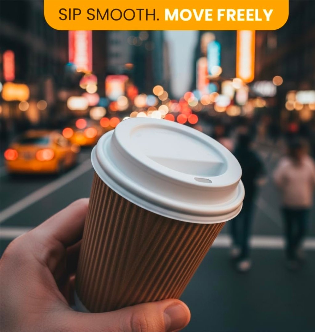 White 90mm Shipper Lids for 12oz Paper Cups